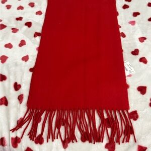 V. FRAAS Red Fringe Scarf, Cashmink Fabric, NWT